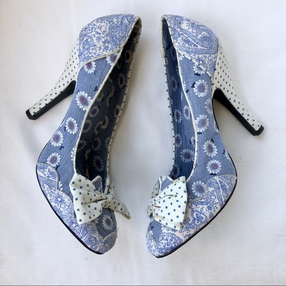 Anthropologie Dolce Mojo Moxy Floral Denim Pumps - Picture 6 of 8